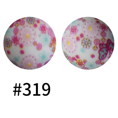 19mm Silicone Beads Printed Animal Pattern 50pcs