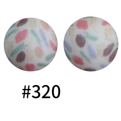 19mm Silicone Beads Printed Animal Pattern 50pcs