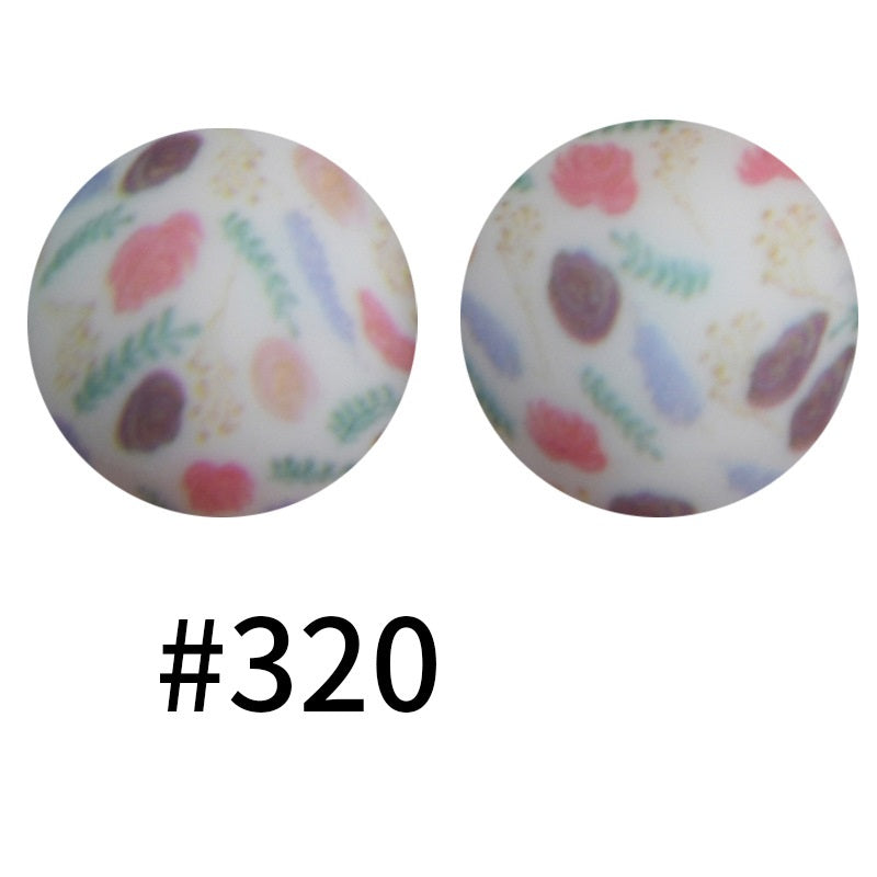 15mm printed silicone beads 521