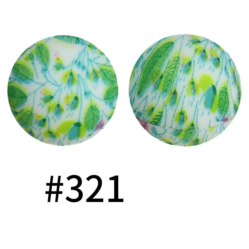 19mm Silicone Beads Printed Animal Pattern 50pcs