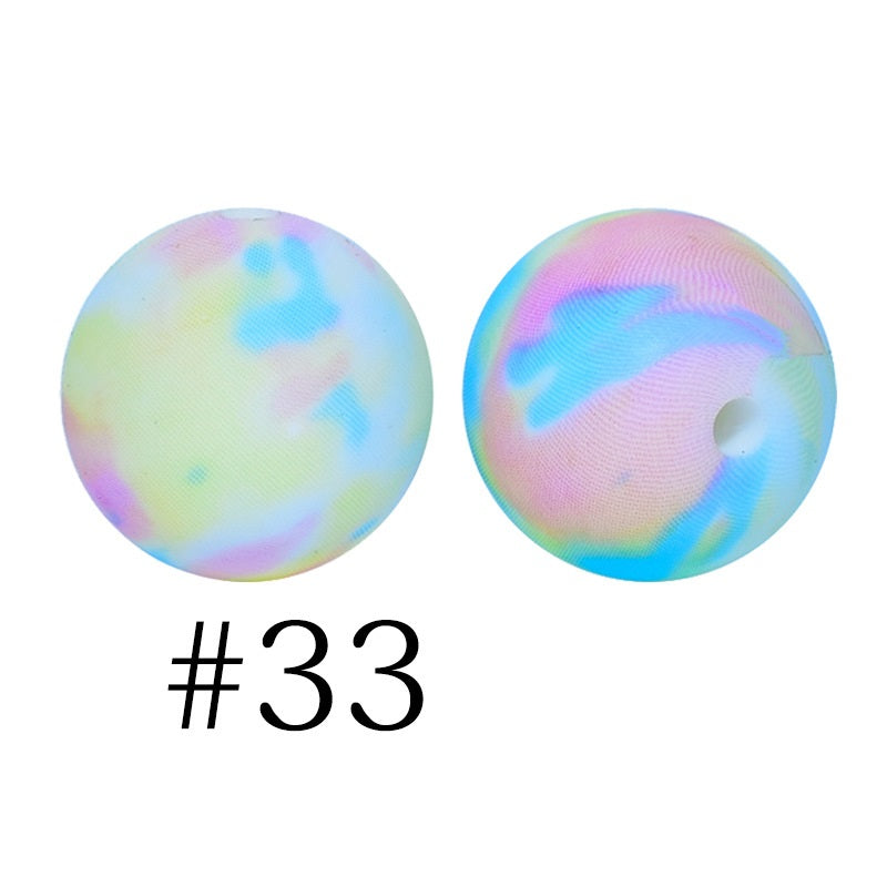 Round Printed Silicone Beads 33