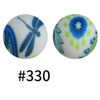 19mm Silicone Beads Printed Animal Pattern 50pcs