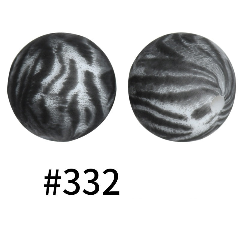 19mm Silicone Beads Printed Animal Pattern 50pcs