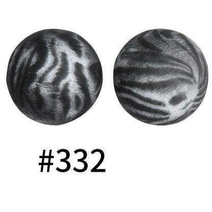 19mm Silicone Beads Printed Animal Pattern 50pcs