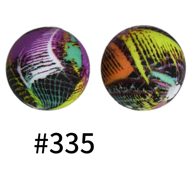 15mm Printed Silicone Beads 50pcs Color #1-#350