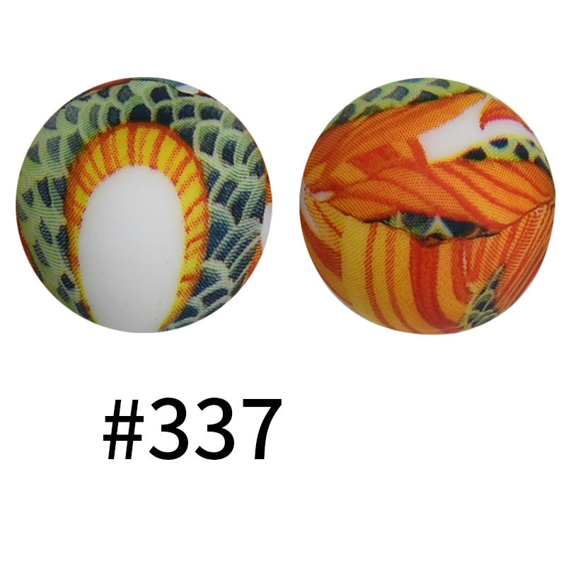 19mm Silicone Beads Printed Animal Pattern 50pcs