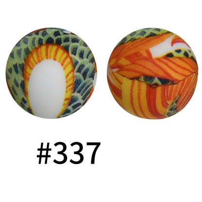 19mm Silicone Beads Printed Animal Pattern 50pcs