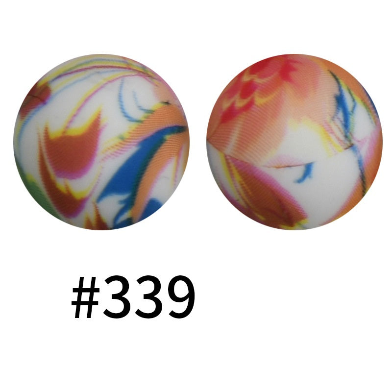 19mm Silicone Beads Printed Animal Pattern 50pcs