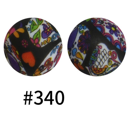 19mm Silicone Beads Printed Animal Pattern 50pcs