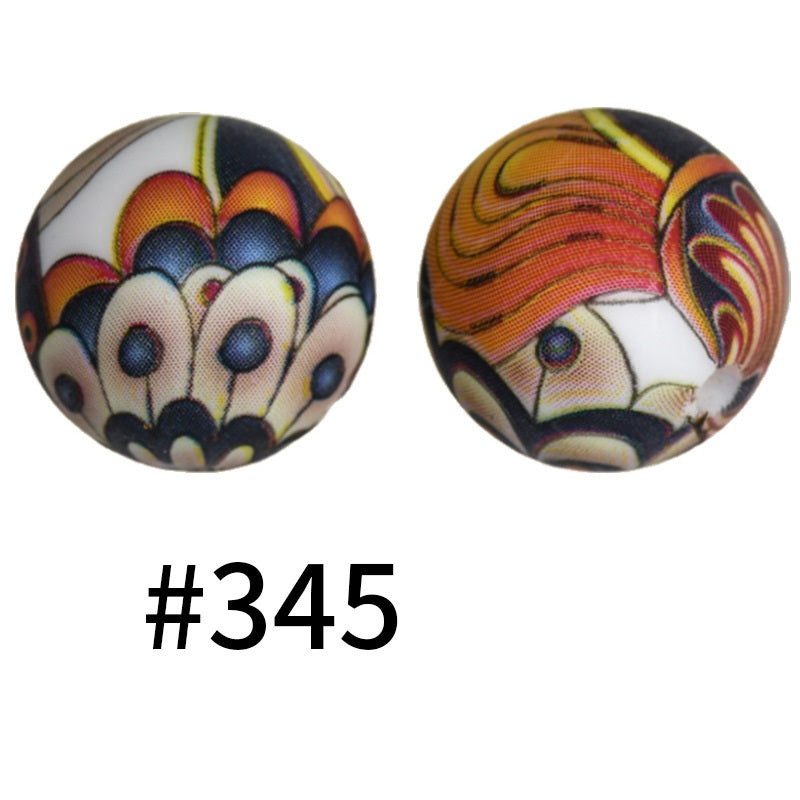 Round Printed Silicone Beads 415