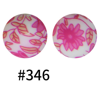 19mm Silicone Beads Printed Animal Pattern 50pcs