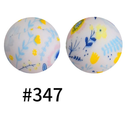 19mm Silicone Beads Printed Animal Pattern 50pcs