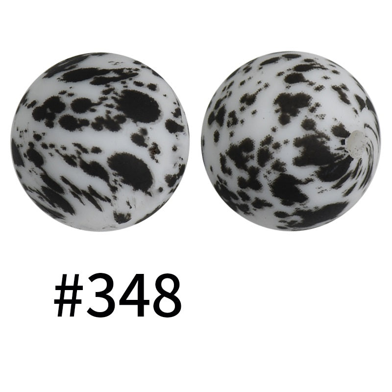 19mm Silicone Beads Printed Animal Pattern 50pcs