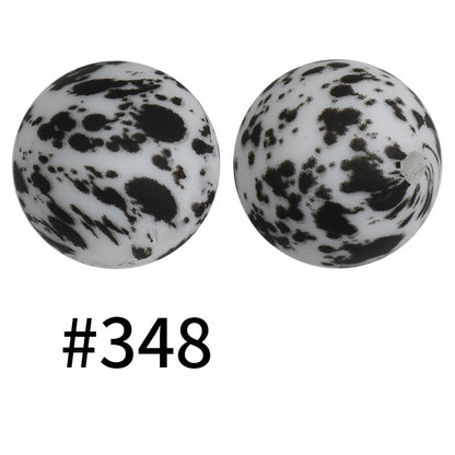 19mm Silicone Beads Printed Animal Pattern 50pcs