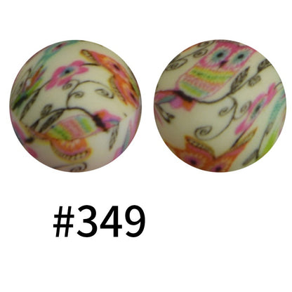 19mm Silicone Beads Printed Animal Pattern 50pcs