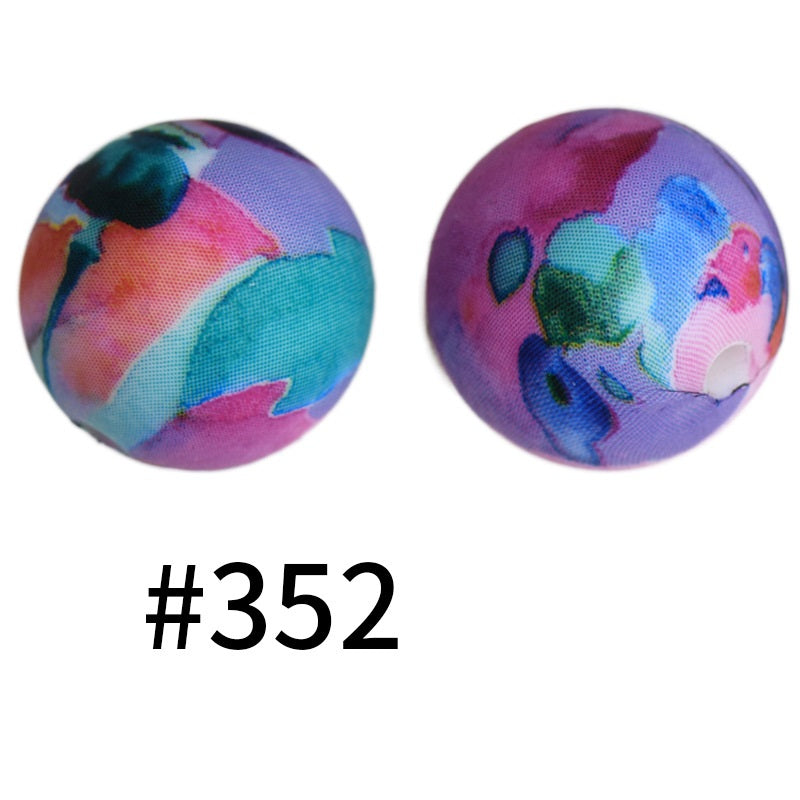 15mm Printed Silicone Beads Color 50pcs #351-#553