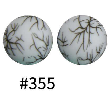 19mm Silicone Beads Printed Animal Pattern 50pcs