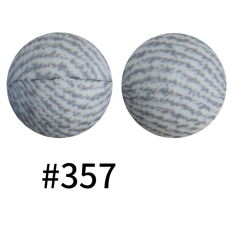 15mm Printed Silicone Beads Color 50pcs #351-#553