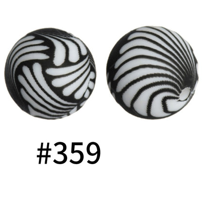 19mm Silicone Beads Printed Animal Pattern 50pcs