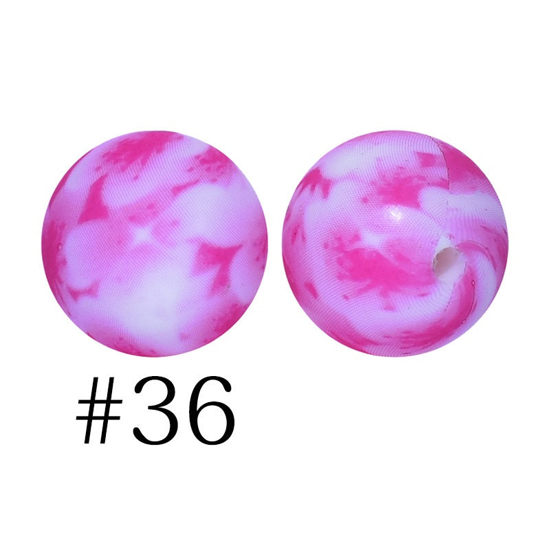 Round Printed Silicone Beads 36