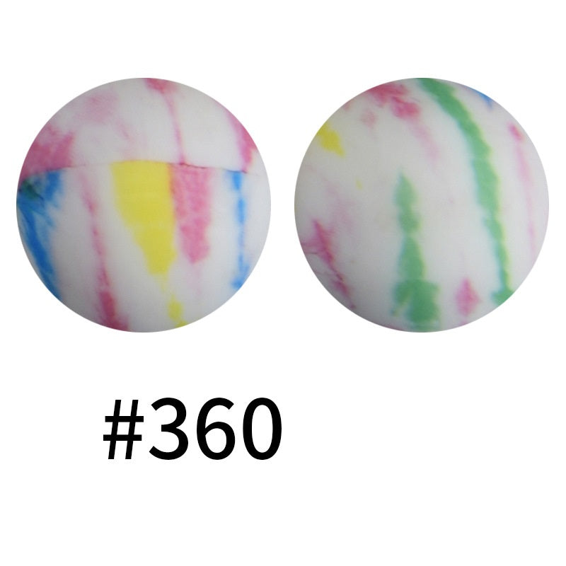 15mm Printed Silicone Beads Color 50pcs #351-#553