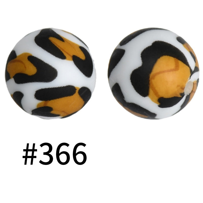 15mm Printed Silicone Beads Color 50pcs #351-#553