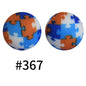 15mm Printed Silicone Beads Color 50pcs #351-#553