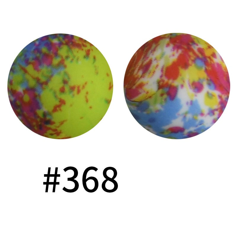 15mm Printed Silicone Beads Color 50pcs #351-#553