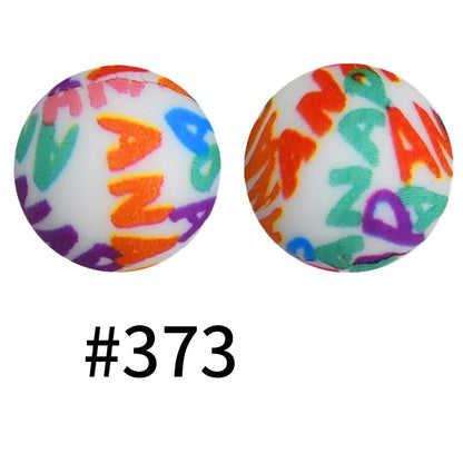 19mm Silicone Beads Printed Animal Pattern 50pcs