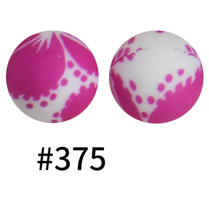 19mm Silicone Beads Printed Animal Pattern 50pcs