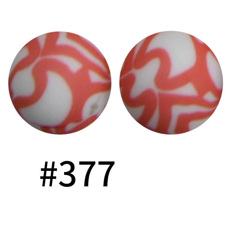15mm Printed Silicone Beads Color 50pcs #351-#553