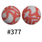 15mm Printed Silicone Beads Color 50pcs #351-#553