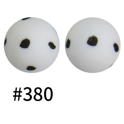 19mm Silicone Beads Printed Animal Pattern 50pcs