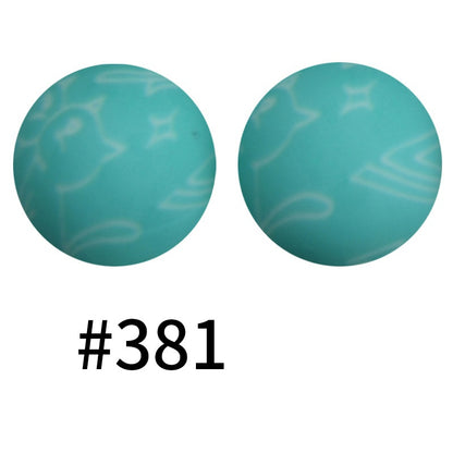 19mm Silicone Beads Printed Animal Pattern 50pcs