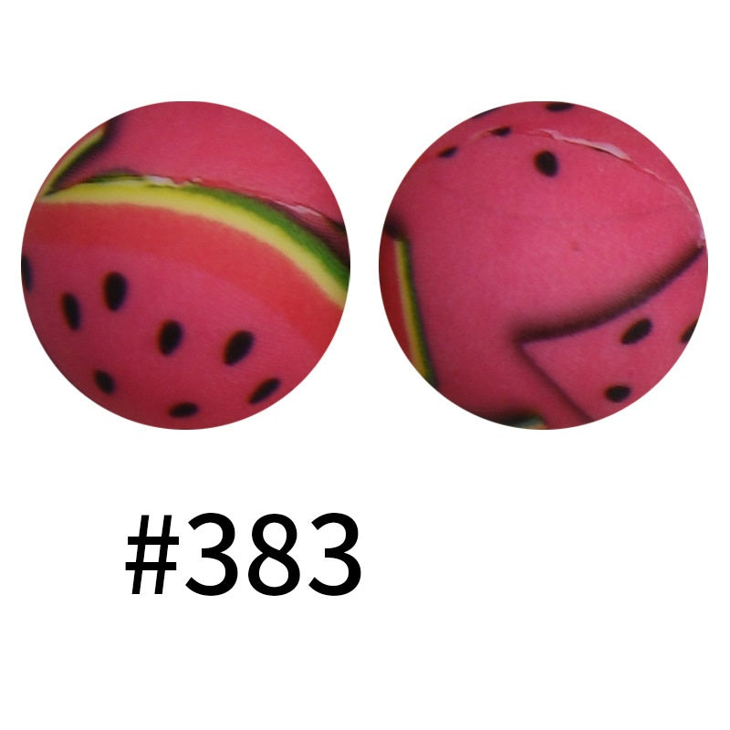 15mm Printed Silicone Beads Color 50pcs #351-#553