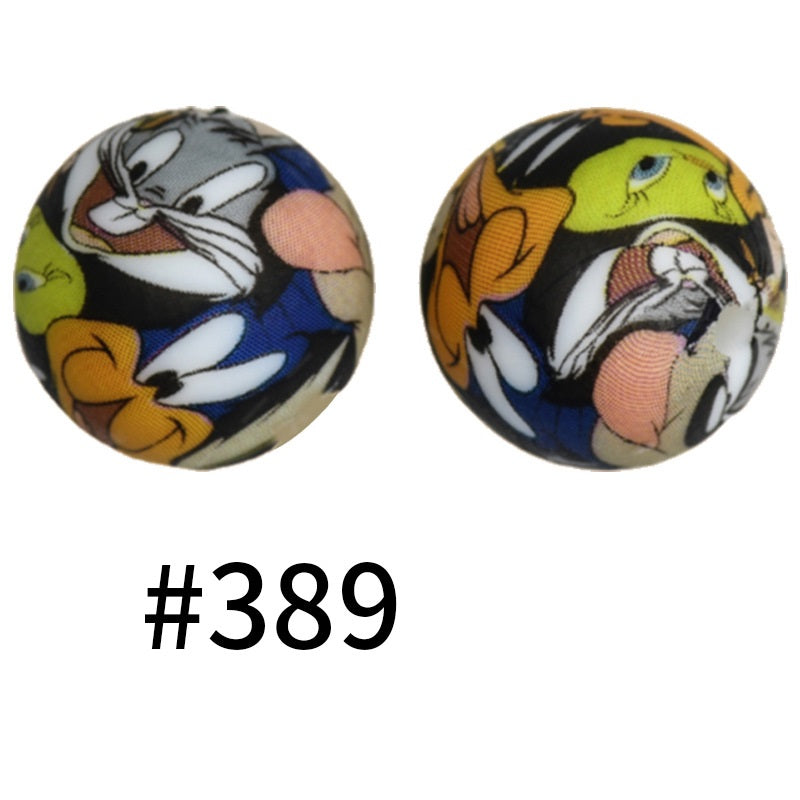 15mm Printed Silicone Beads Color 50pcs #351-#553