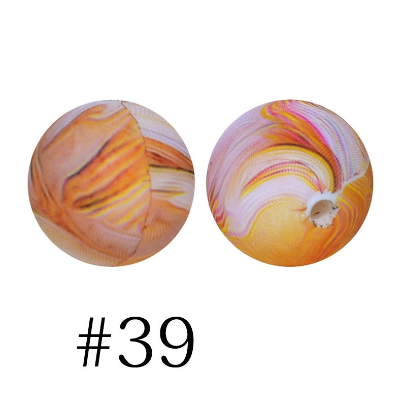 Round Printed Silicone Beads 39