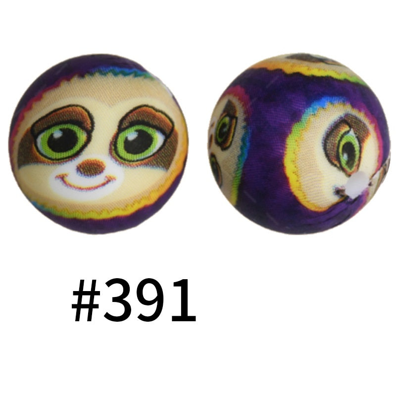 15mm Printed Silicone Beads Color 50pcs #351-#553