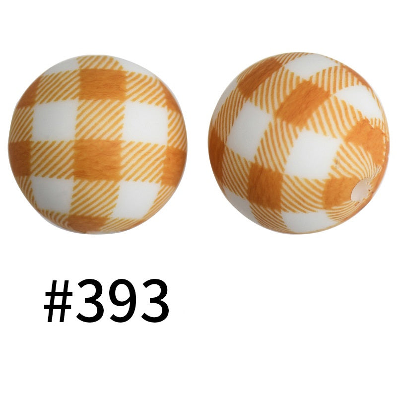15mm Printed Silicone Beads Color 50pcs #351-#553