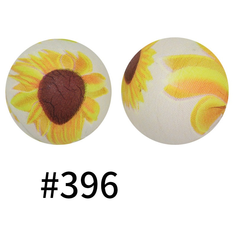 15mm Printed Silicone Beads Color 50pcs #351-#553