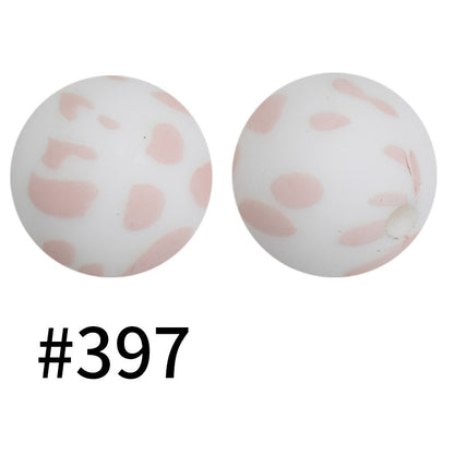 19mm Silicone Beads Printed Animal Pattern 50pcs