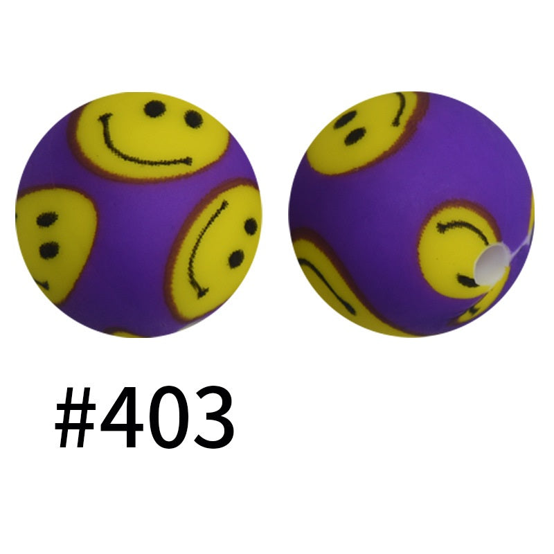 15mm Printed Silicone Beads Color 50pcs #351-#553