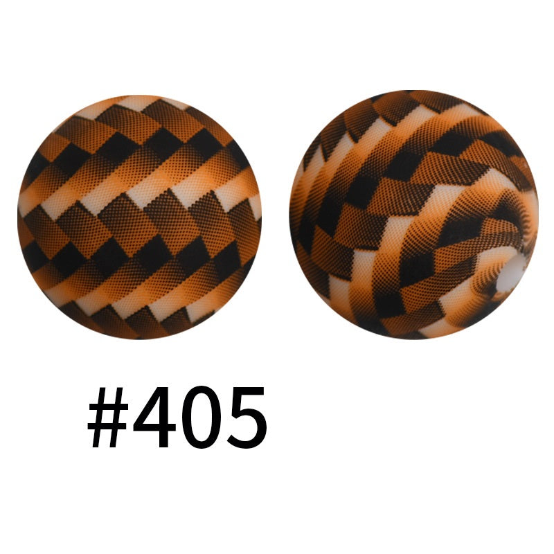 15mm Printed Silicone Beads Color 50pcs #351-#553