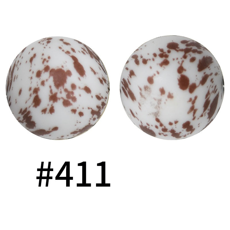 Round Printed Silicone Beads 411