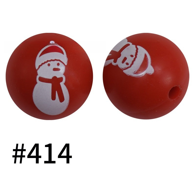 15mm Printed Silicone Beads Color 50pcs #351-#553