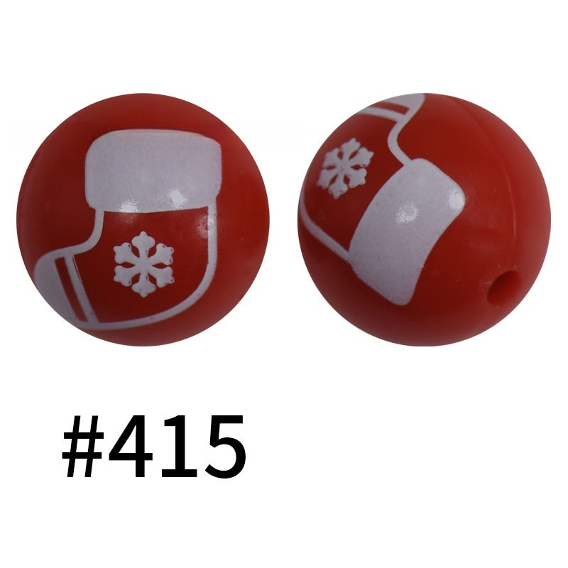 15mm Printed Silicone Beads Color 50pcs #351-#553
