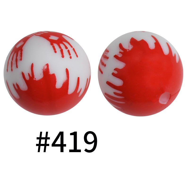 15mm Printed Silicone Beads Color 50pcs #351-#553