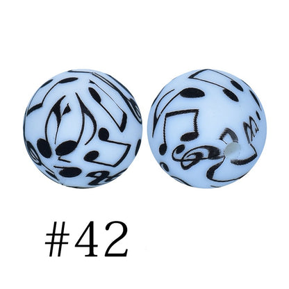 Round Printed Silicone Beads 42