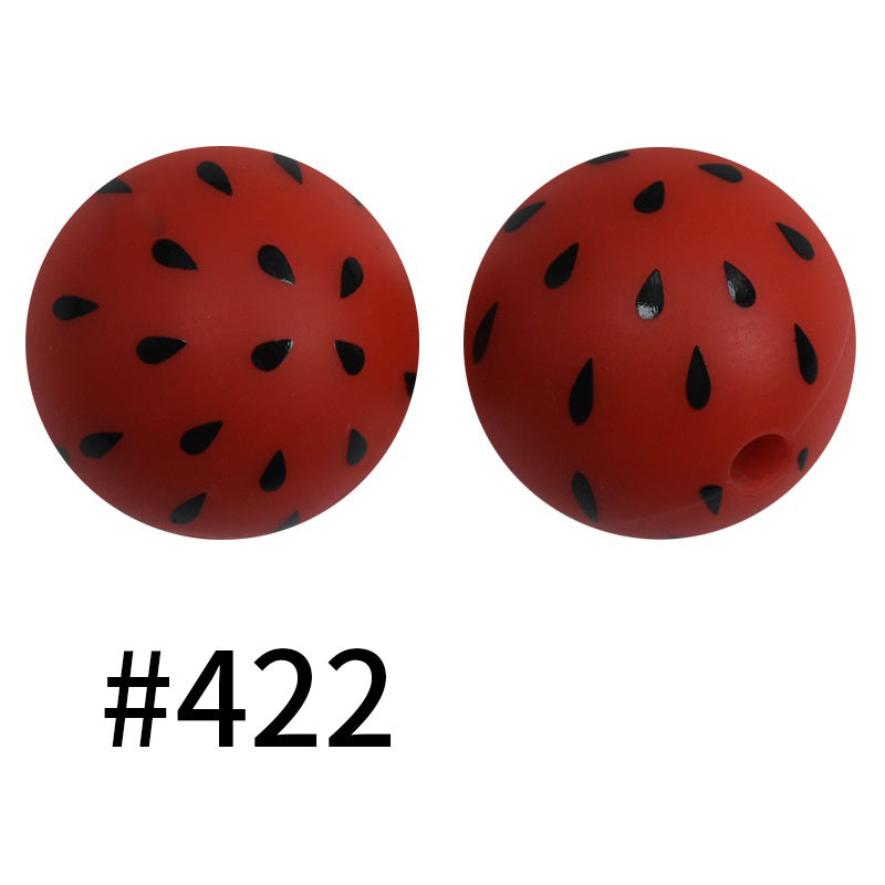 15mm Printed Silicone Beads Color 50pcs #351-#553