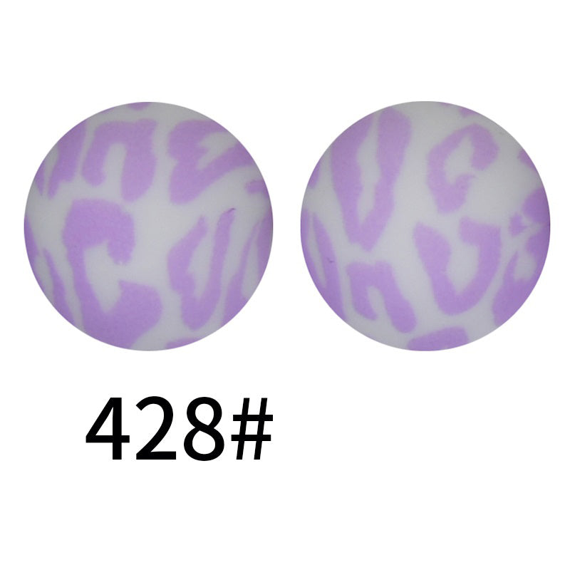 15mm Printed Silicone Beads Color 50pcs #351-#553